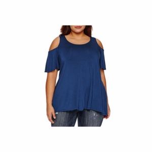 Boutique + Short Sleeve Round Neck Blouse 3X New